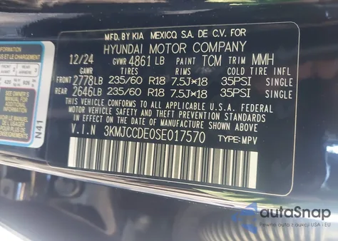 2025 Hyundai Tucson Sel z USA, uszkodzony, nr VIN 3KMJCCDE0SE017570